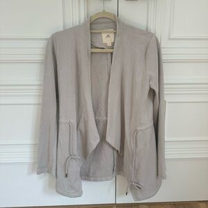 Gray Suede Blazer Cardigan